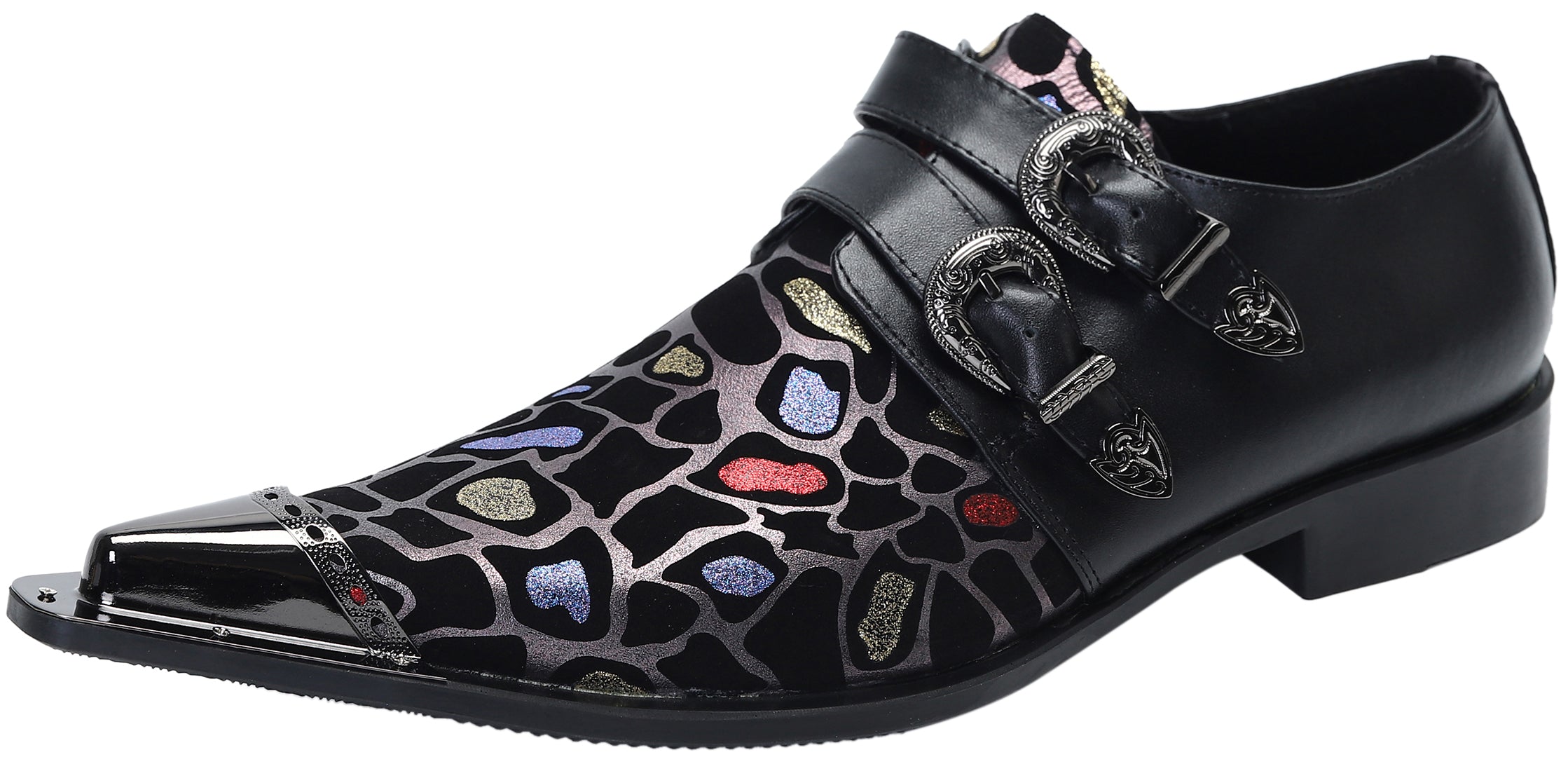 Mocasines con botones occidentales con punta de metal para hombre 