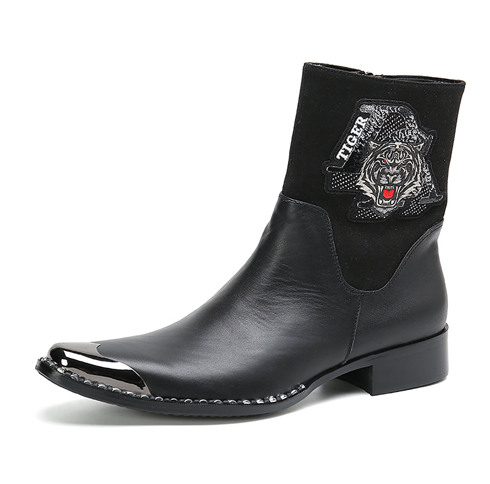 Botas vaqueras altas para hombre con punta de metal 