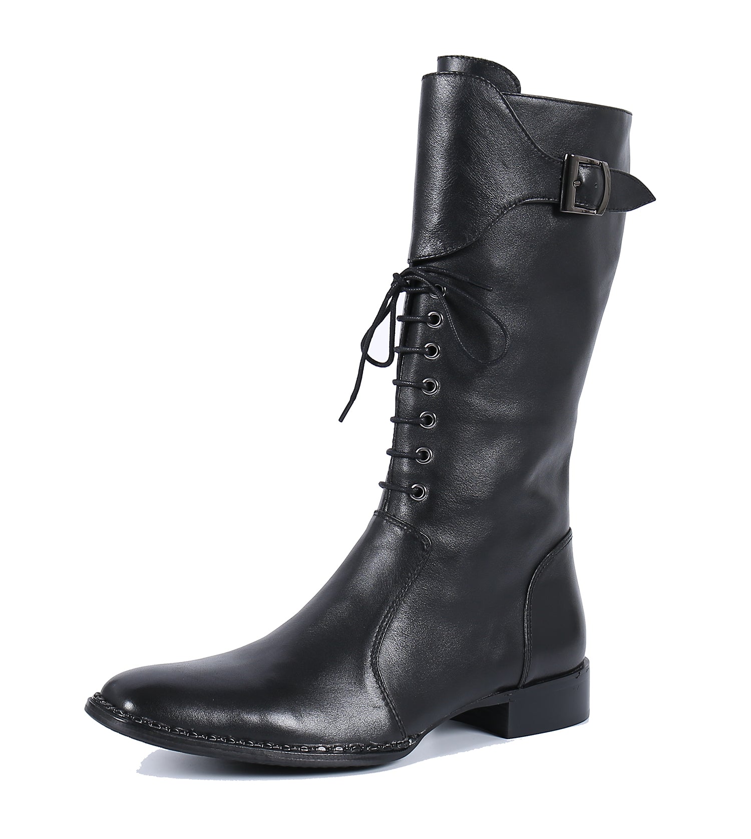 Botas occidentales de cuero con cordones y caña alta hasta la rodilla para hombre