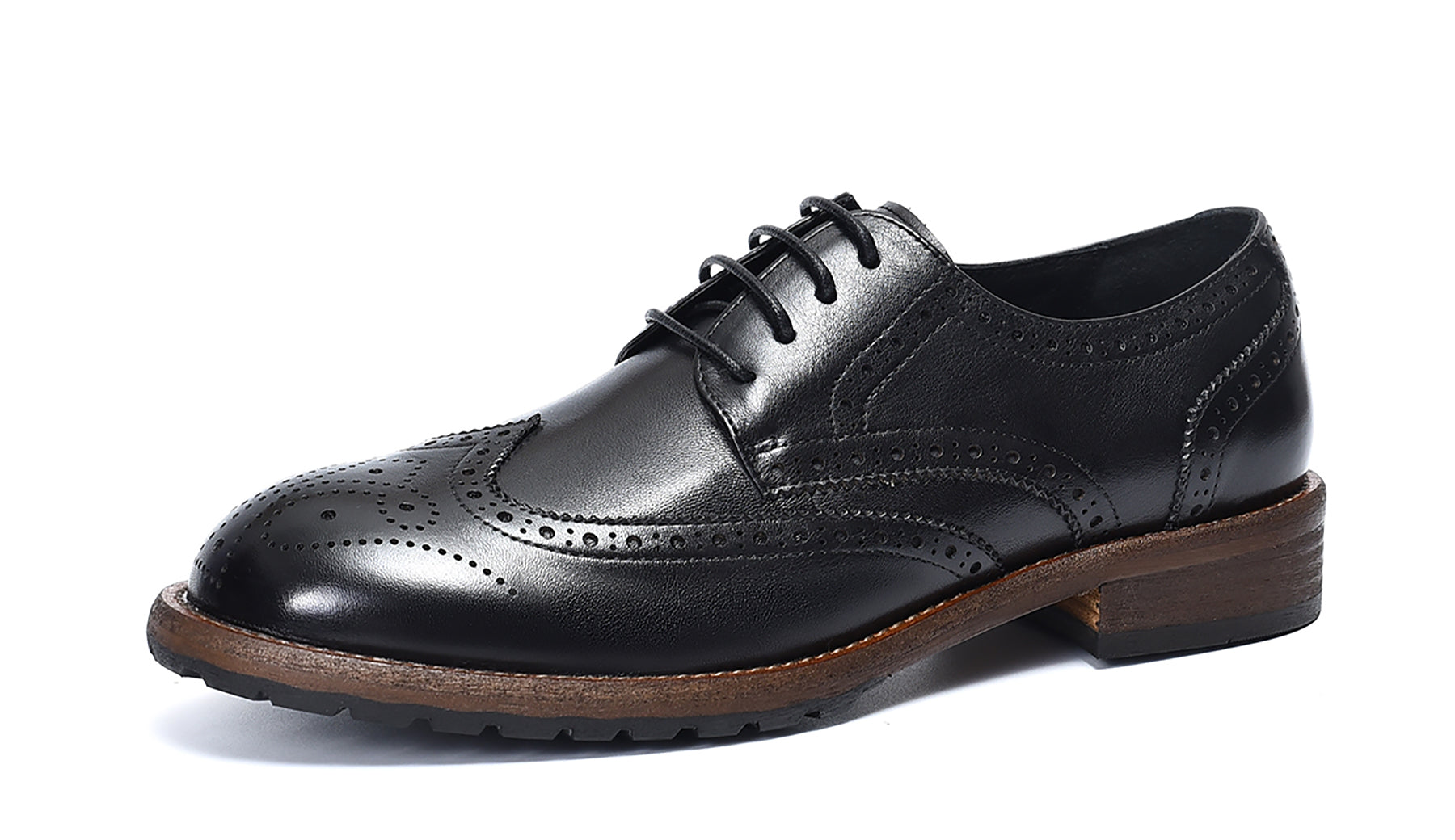 Derby de cuero brogues retro para hombre