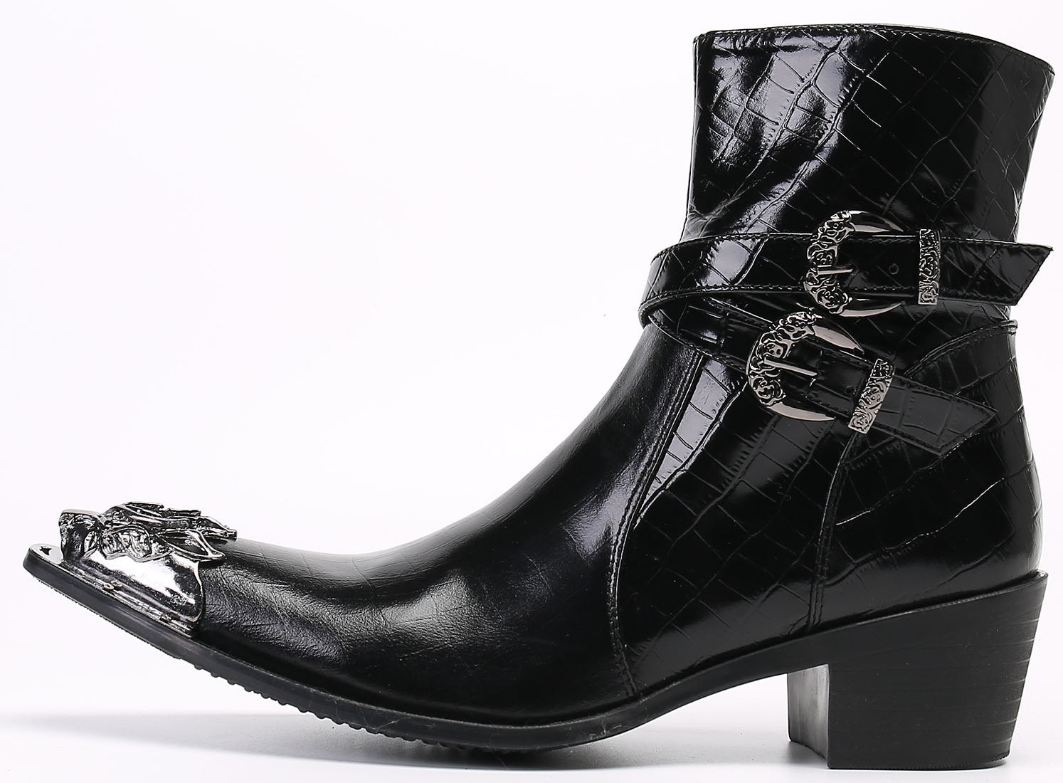 Men's Metal Tip Lion High Top Western Boots