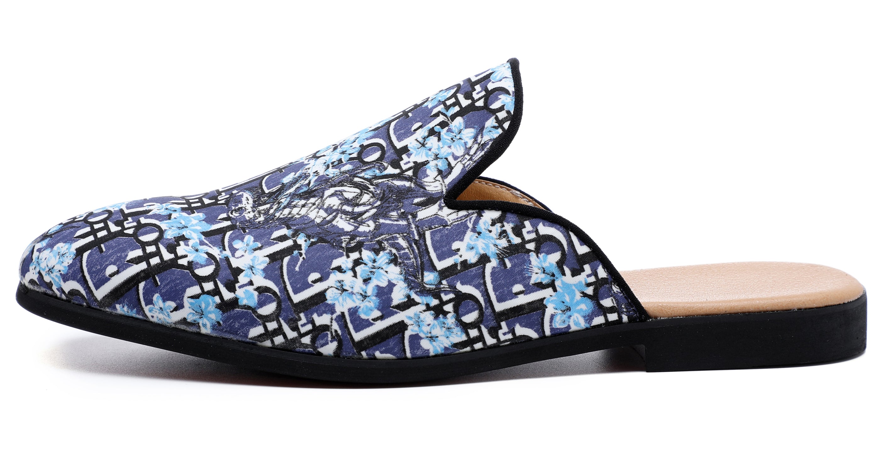 Men's Floral Plum Backless Mules