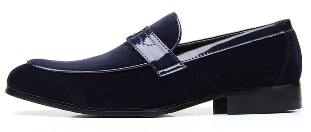 Men's Suede Penny Loafers Square Toe
