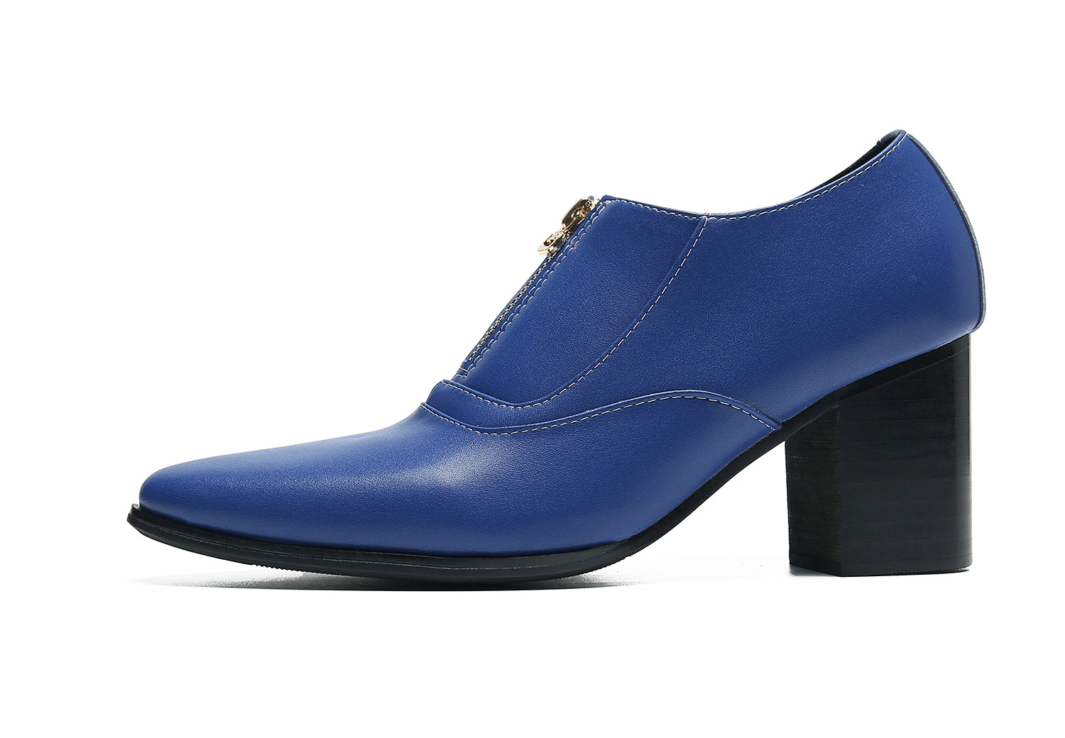 Men's Low Cap Zipper Leather Opera Pumps Boots