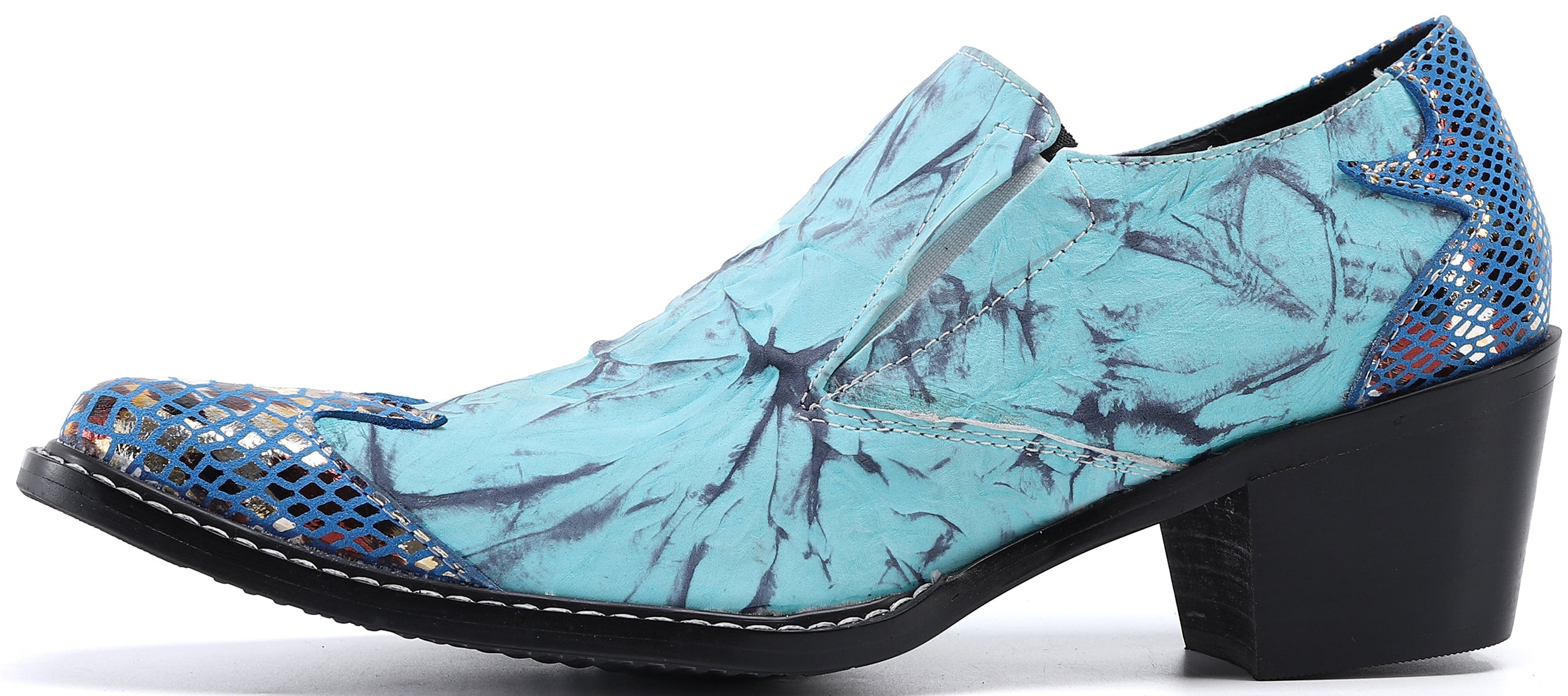 Mocasines estilo occidental de esmoquin de metal con punta cuadrada para hombre 