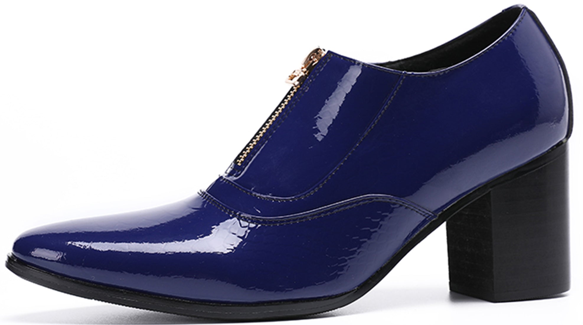 Men's Zipper Cuban Heel Leather Derby