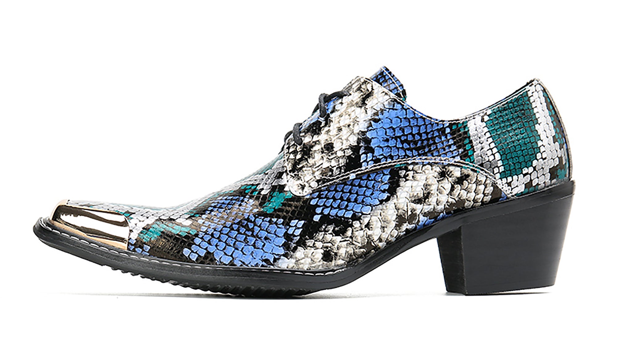 Men's Square Metal Tip Western Lace Up Shoes
