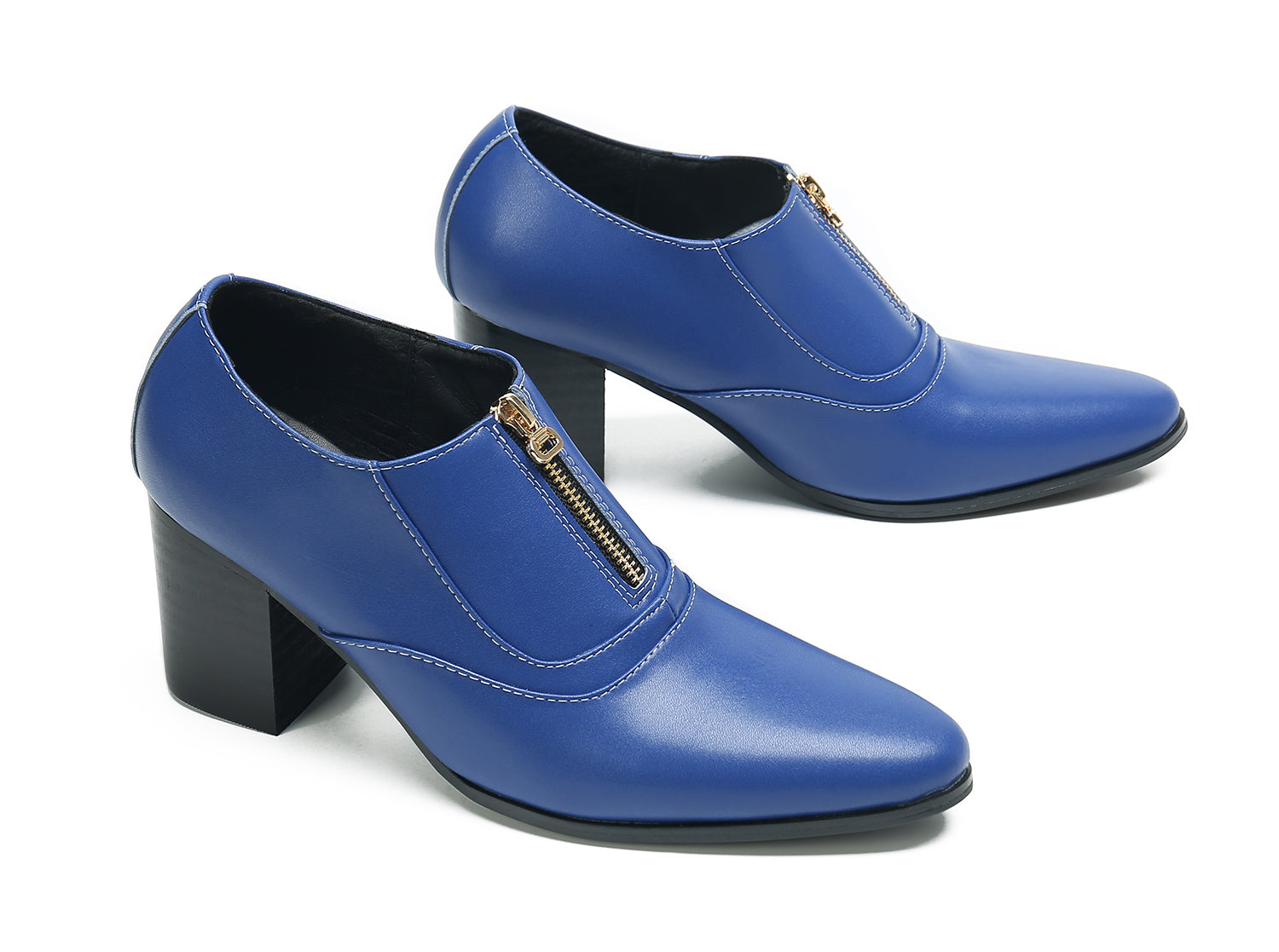 Men's Low Cap Zipper Leather Opera Pumps Boots