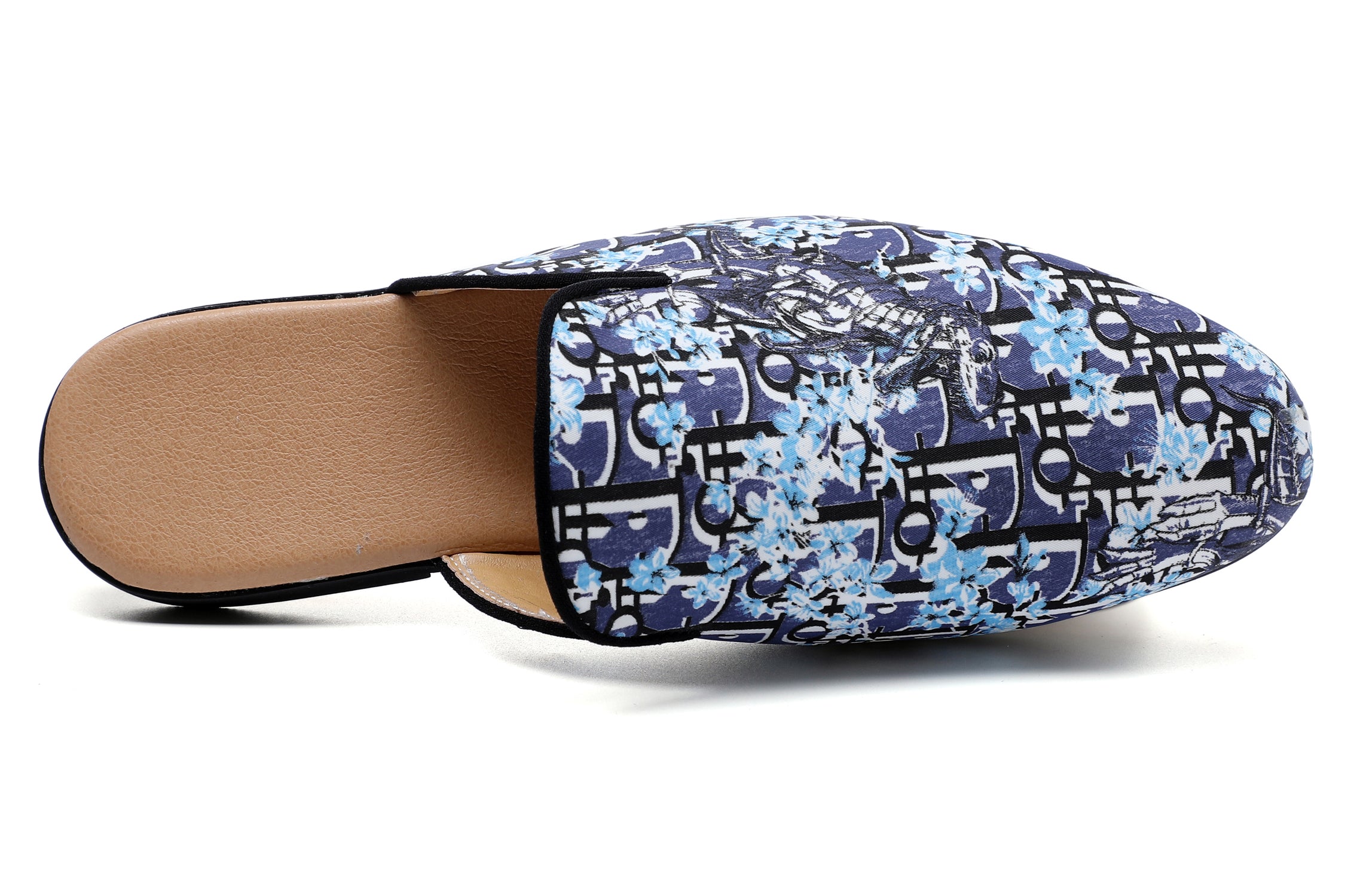 Men's Floral Plum Backless Mules