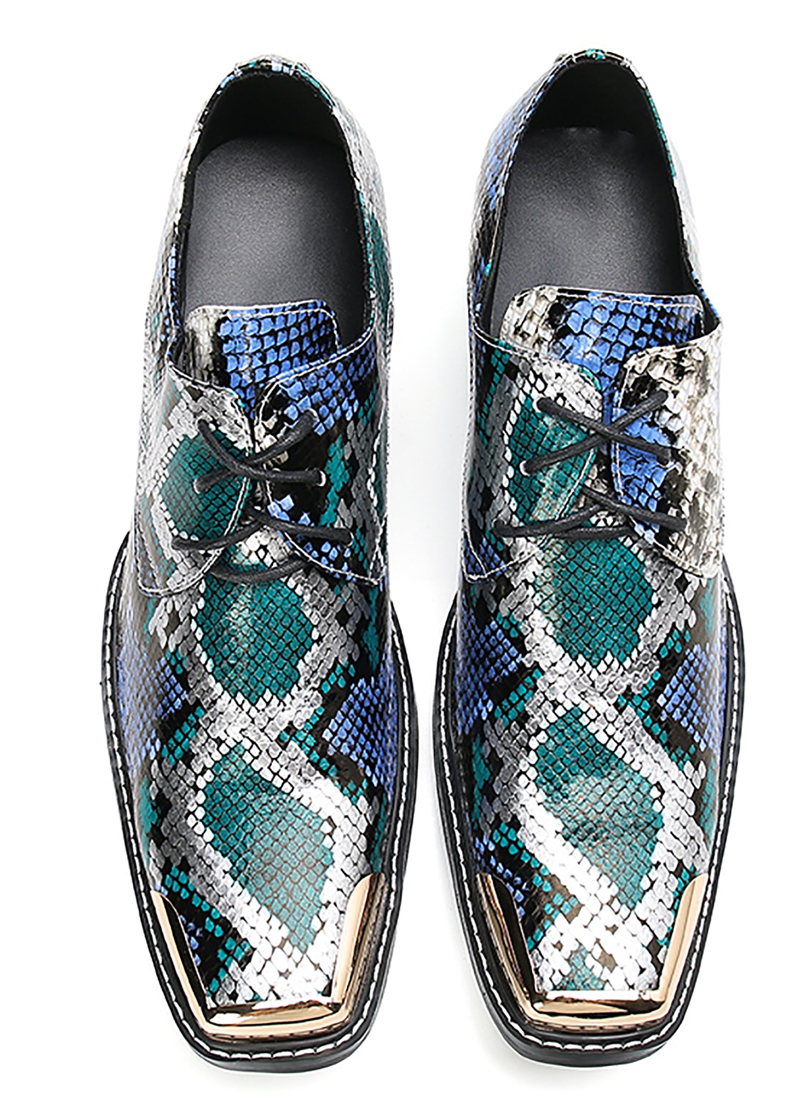 Men's Square Metal Tip Western Lace Up Shoes