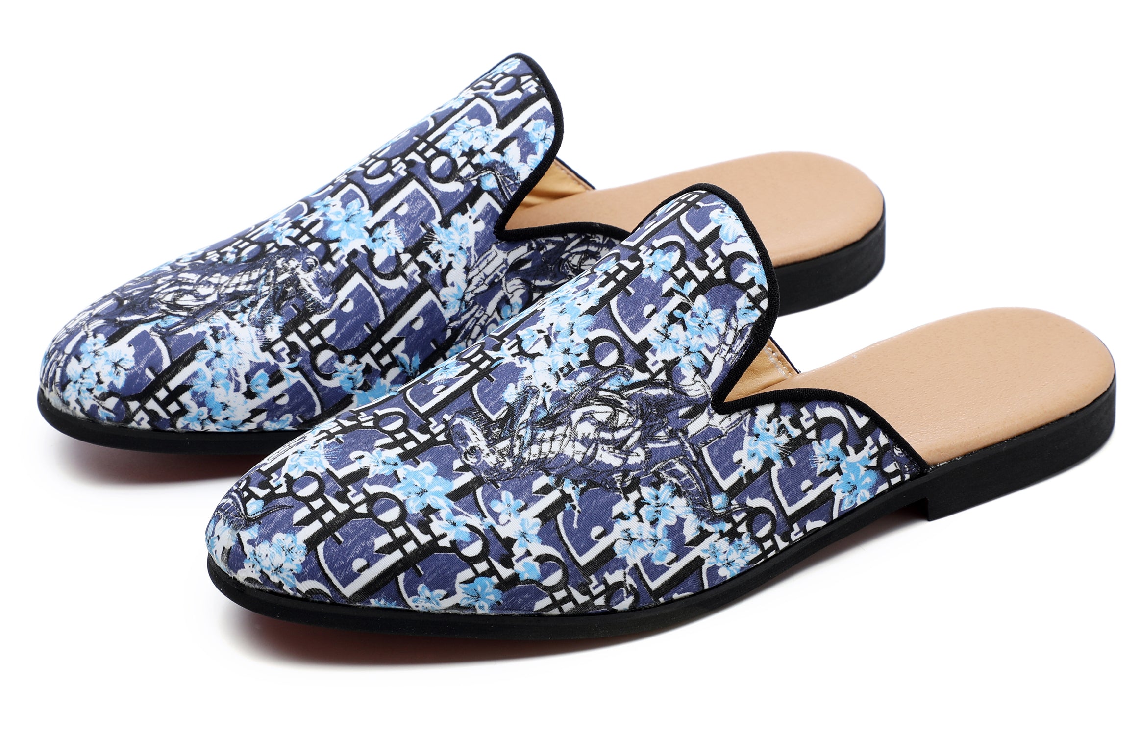 Men's Floral Plum Backless Mules