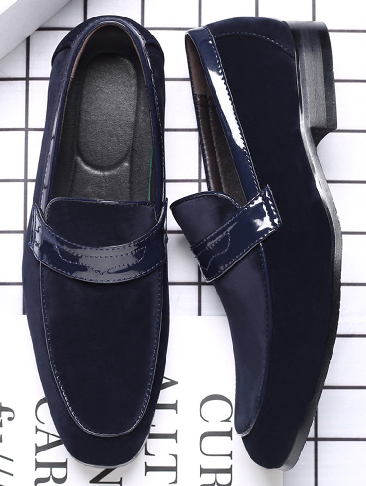 Men's Suede Penny Loafers Square Toe