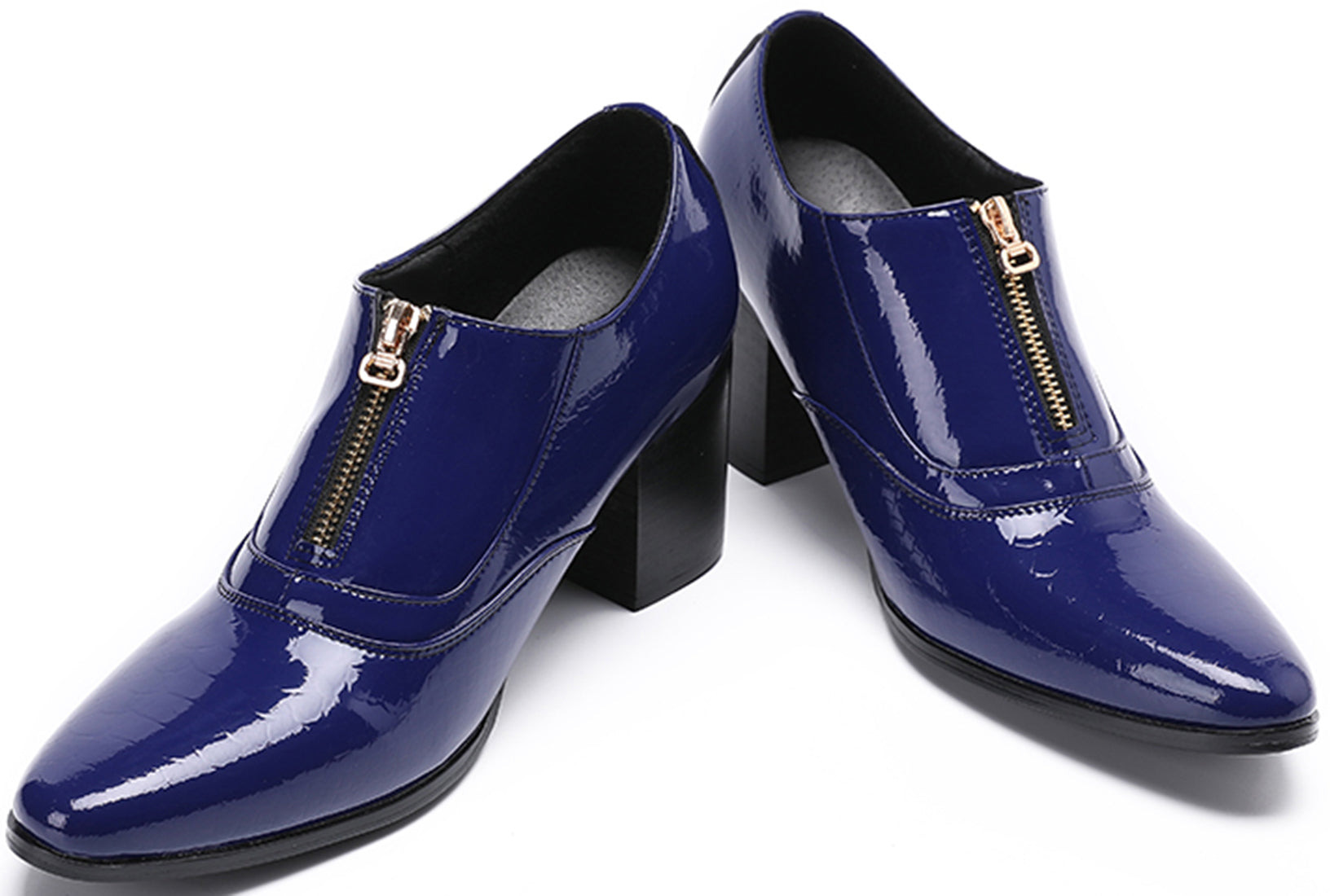 Men's Zipper Cuban Heel Leather Derby