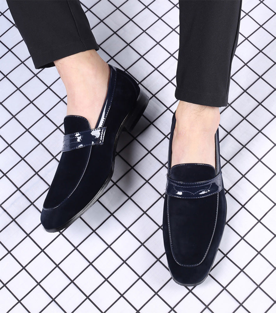 Men's Suede Penny Loafers Square Toe