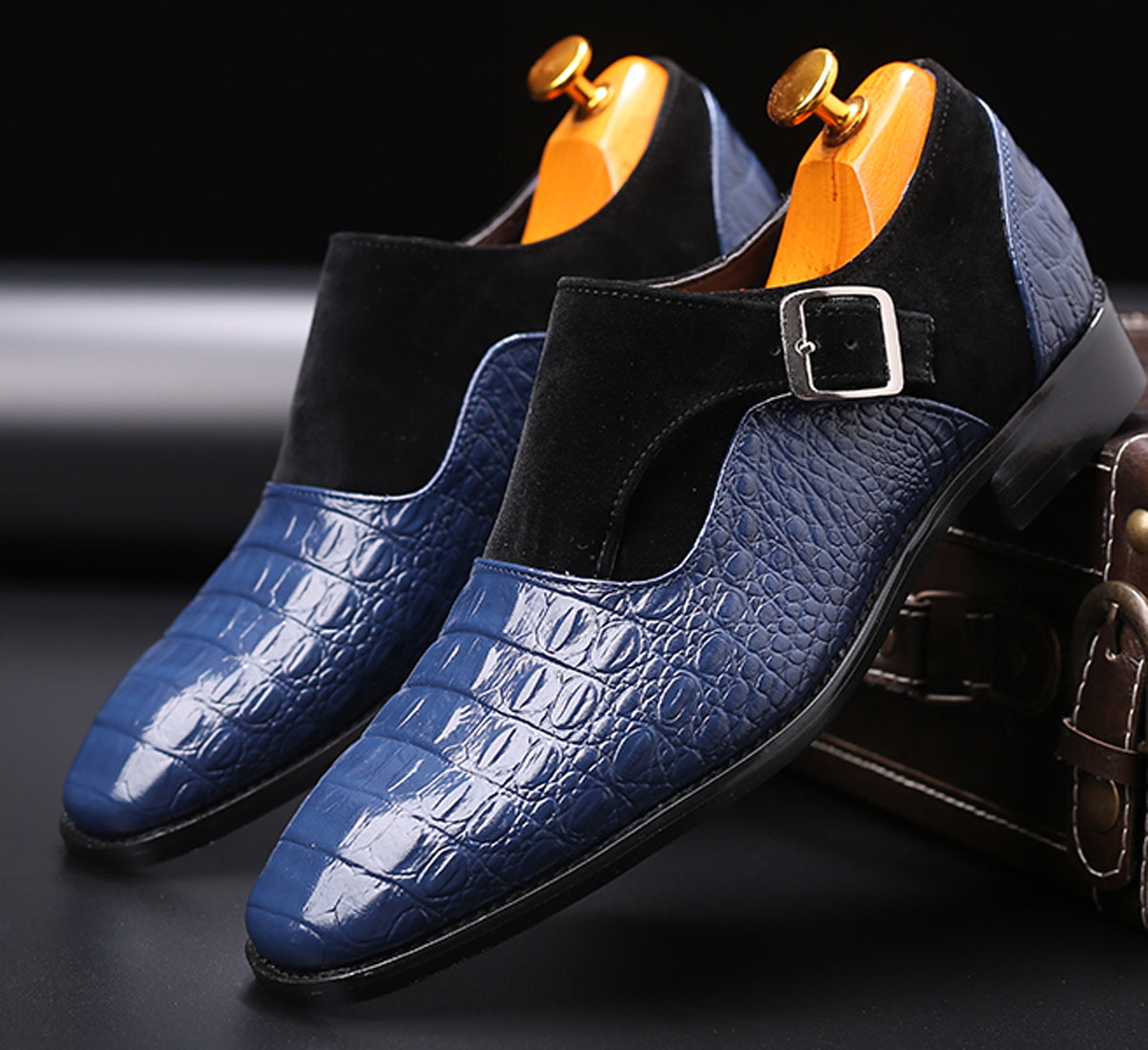 Mocasines para fumar de ante de cocodrilo para hombre