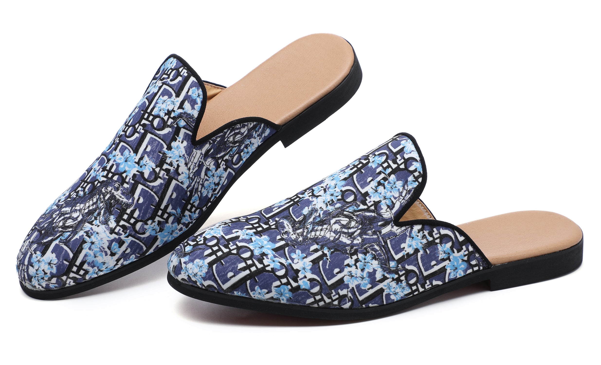 Men's Floral Plum Backless Mules