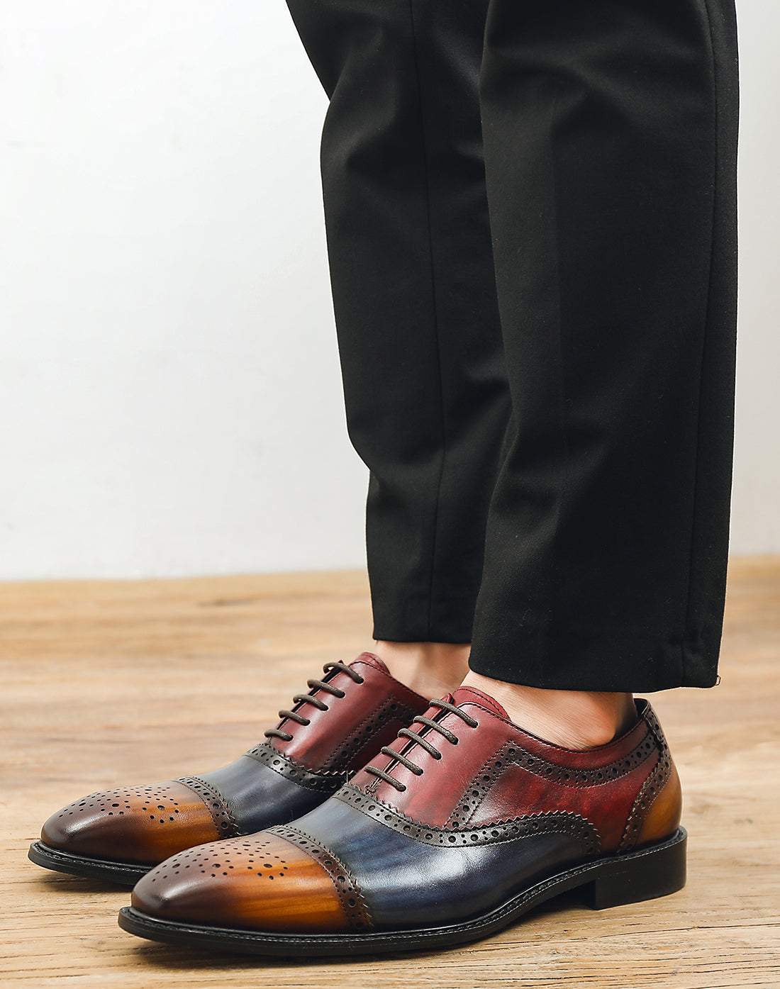 Oxford colorido de cuero brogue para hombre 