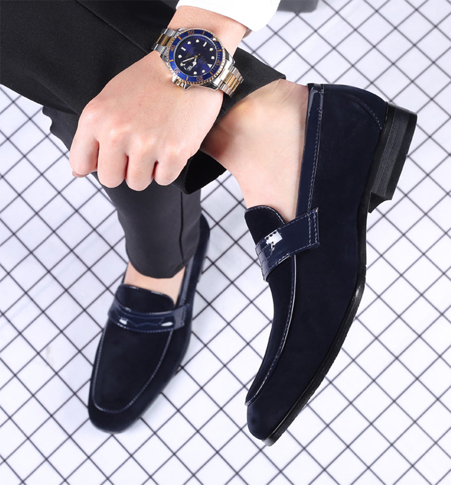 Men's Suede Penny Loafers Square Toe