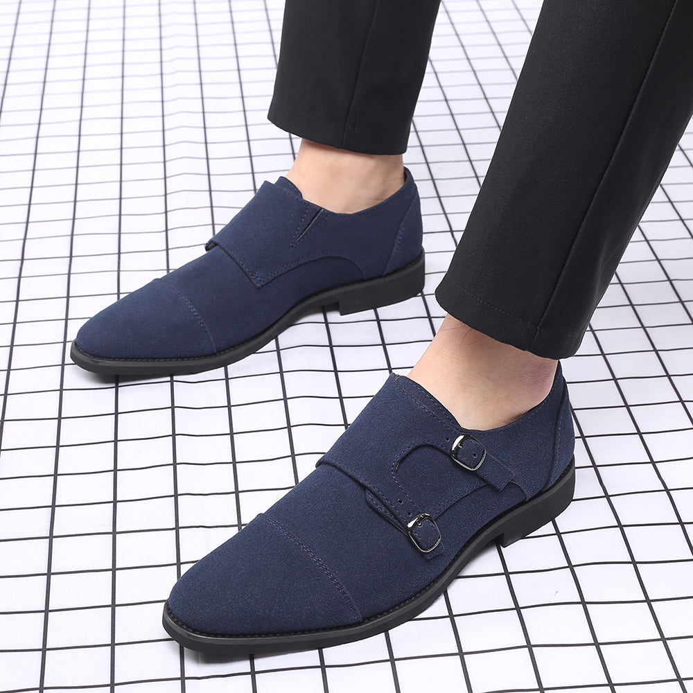 Men's Suede Double Monk Strap Loafers