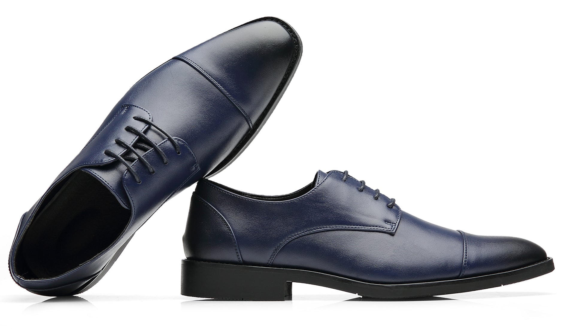 Zapatos Derby clásicos con punta lisa y puntera para hombre