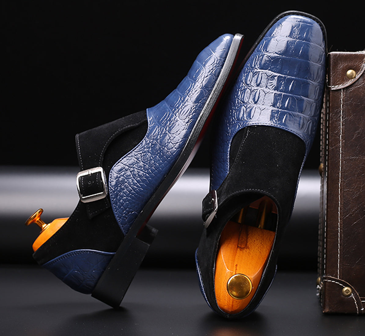 Mocasines para fumar de ante de cocodrilo para hombre