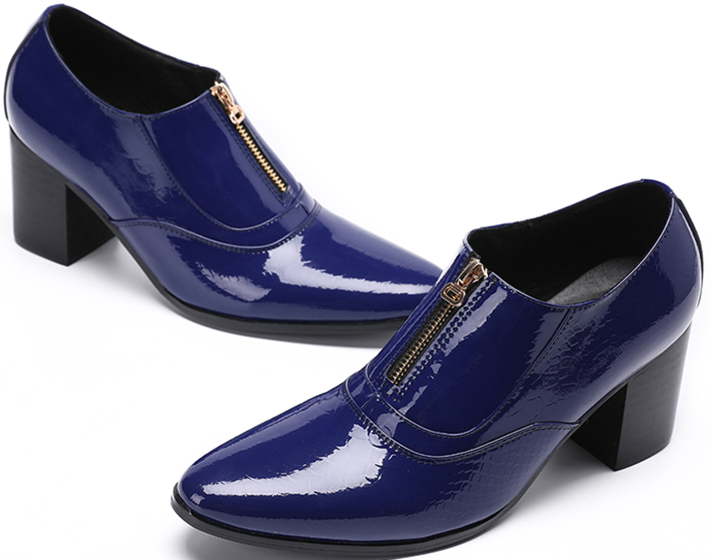 Men's Zipper Cuban Heel Leather Derby
