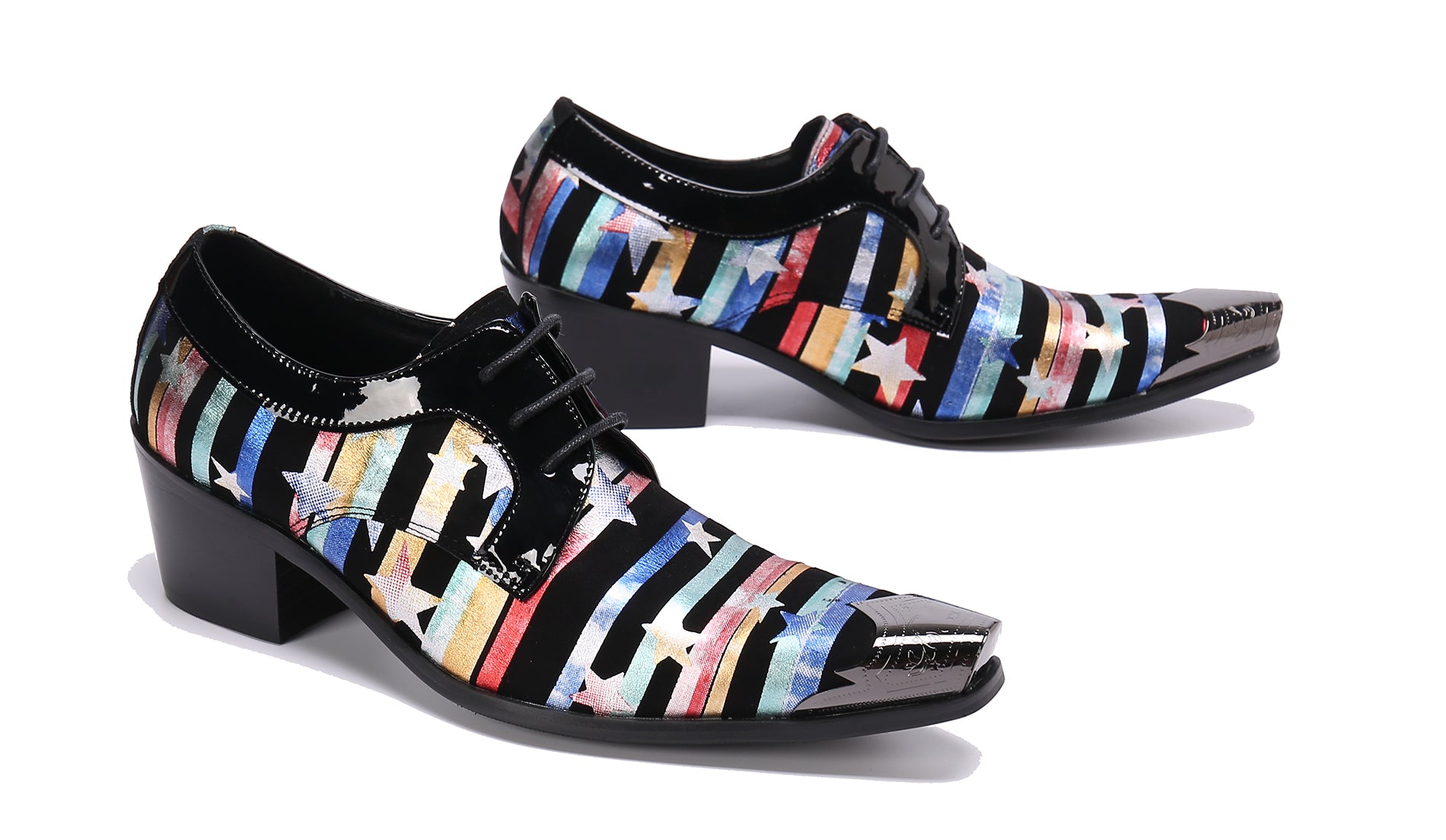 Zapatos occidentales de cuero con punta lisa y punta metálica para hombre