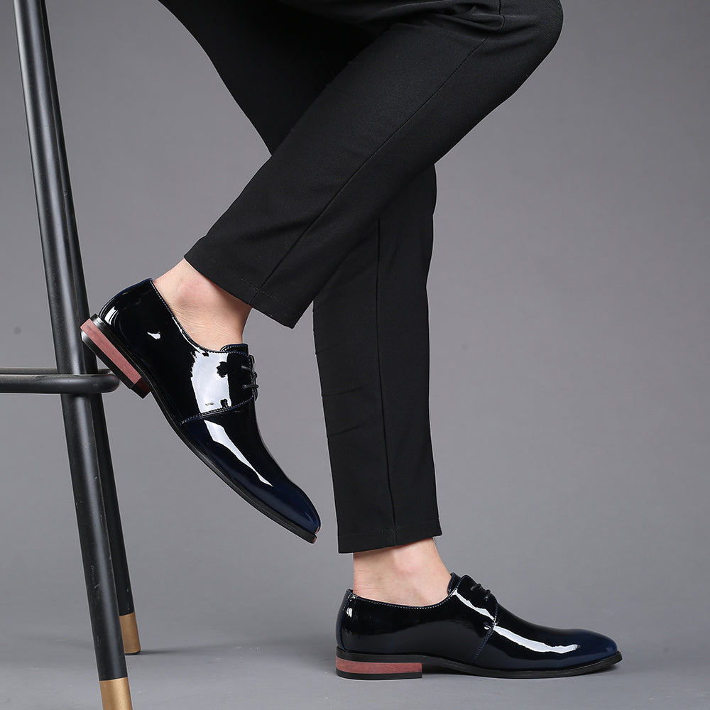 Men's Pattern Leather Shiny Derby Shoes