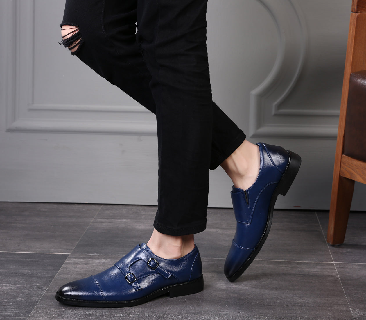 Mocasines con puntera y tira tipo monje para hombre
