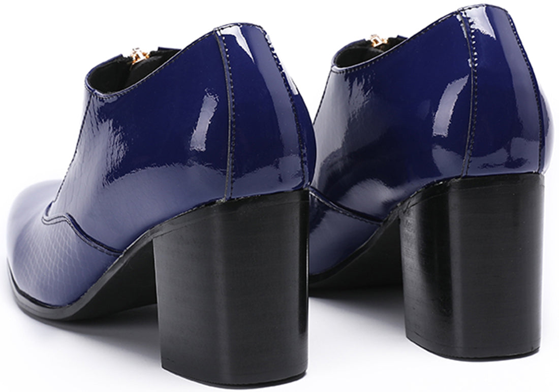 Men's Zipper Cuban Heel Leather Derby