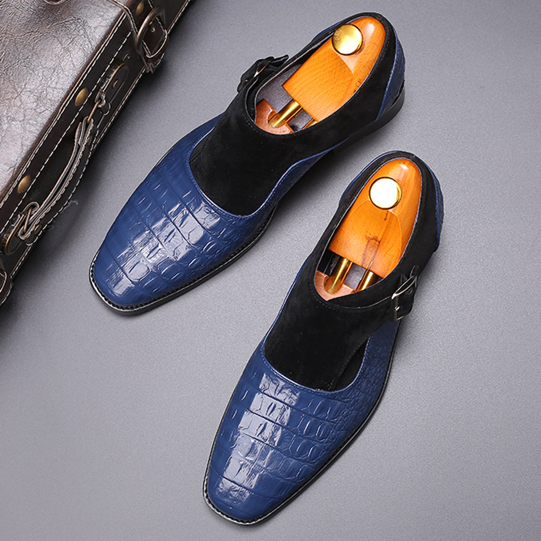 Mocasines para fumar de ante de cocodrilo para hombre