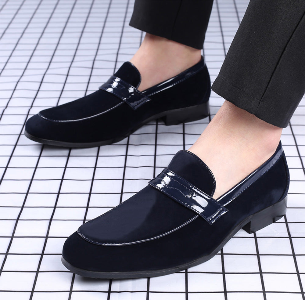 Men's Suede Penny Loafers Square Toe
