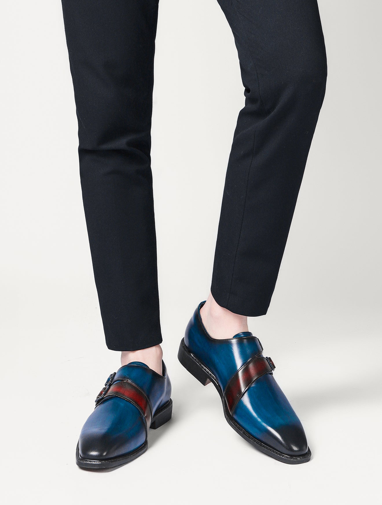 Men's Double Monk Strap Leather Loafers