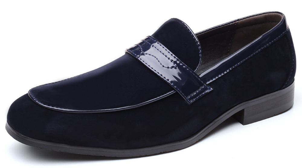 Men's Suede Penny Loafers Square Toe