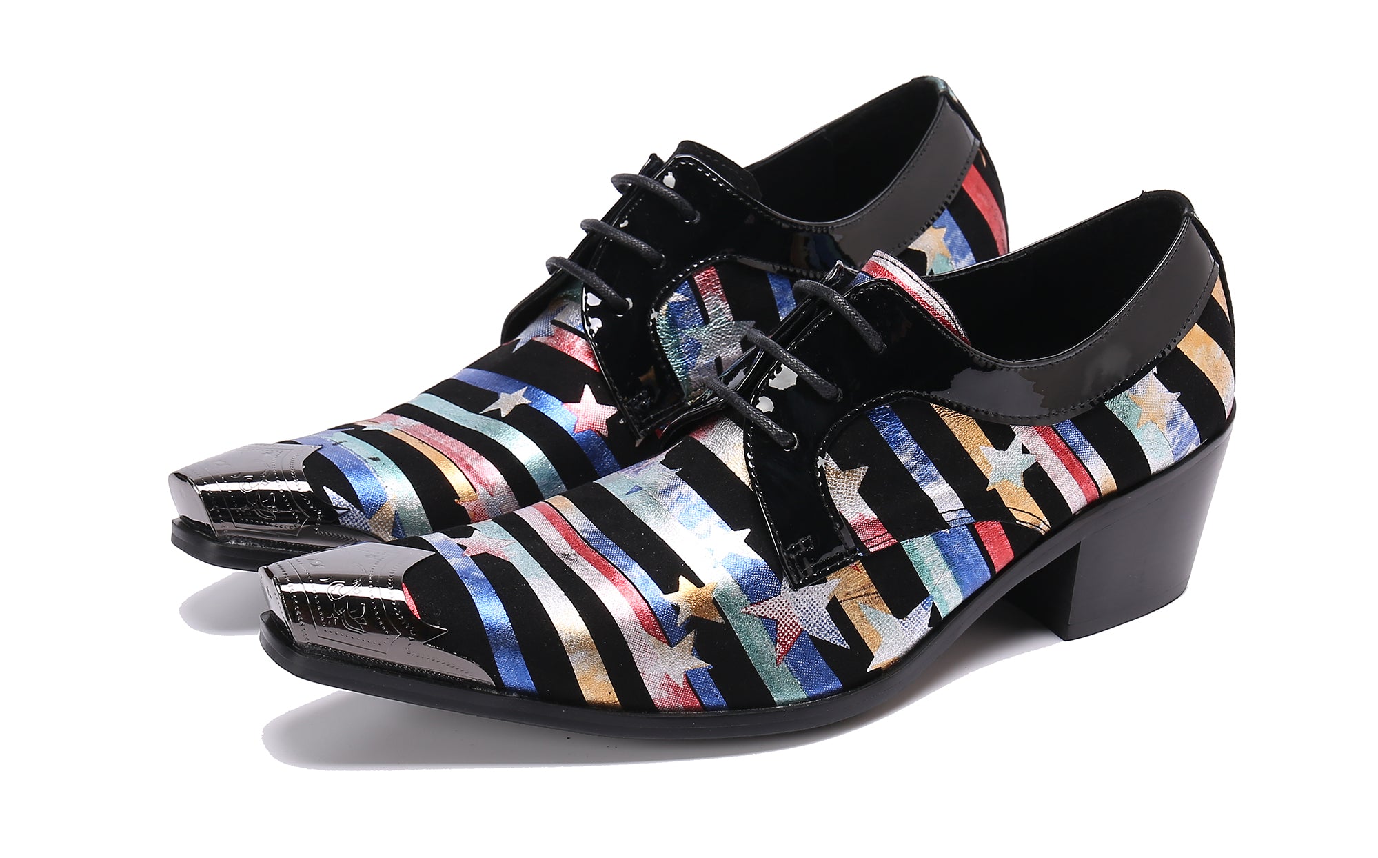 Zapatos occidentales de cuero con punta lisa y punta metálica para hombre