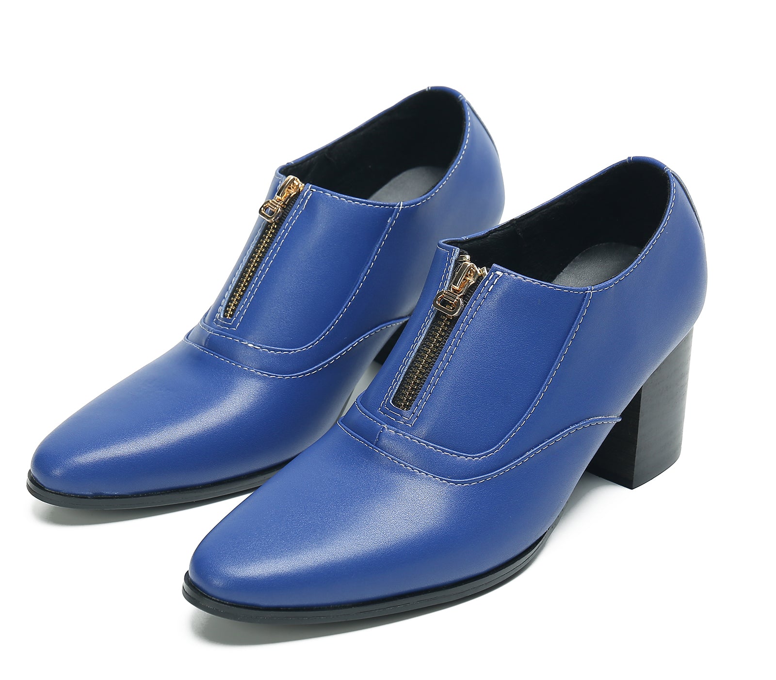 Men's Low Cap Zipper Leather Opera Pumps Boots