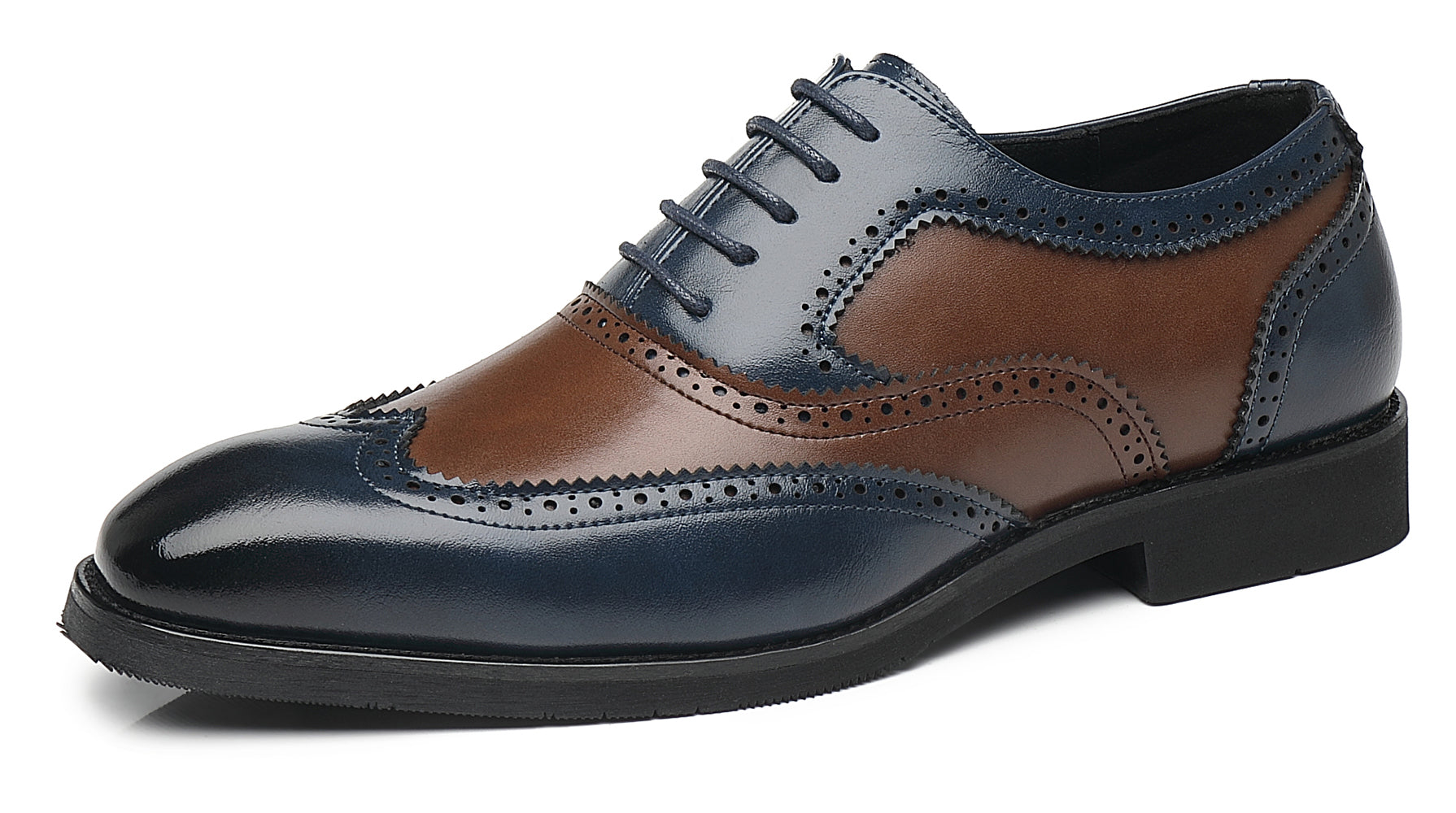 Men's Wingtip Blue Brown Composite Oxfords