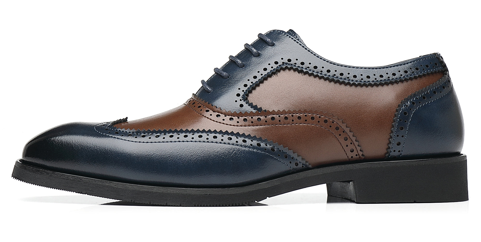 Men's Wingtip Blue Brown Composite Oxfords