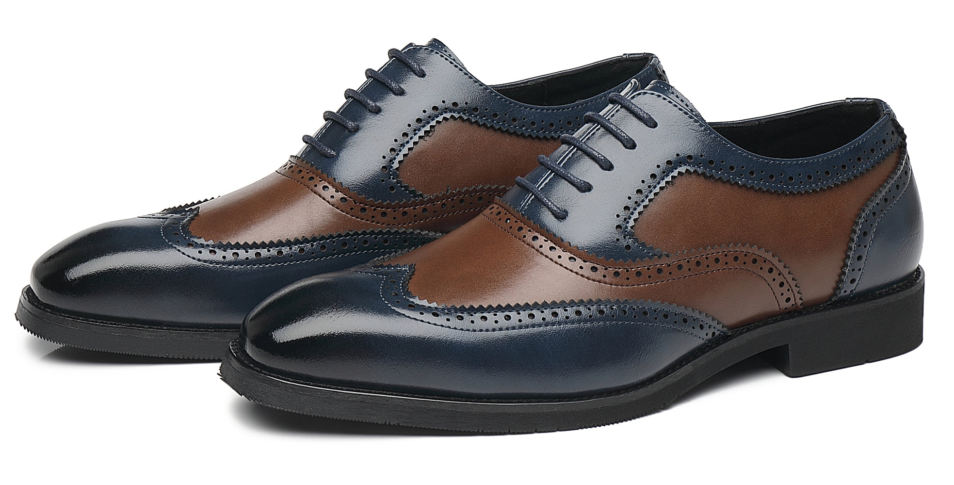 Men's Wingtip Blue Brown Composite Oxfords