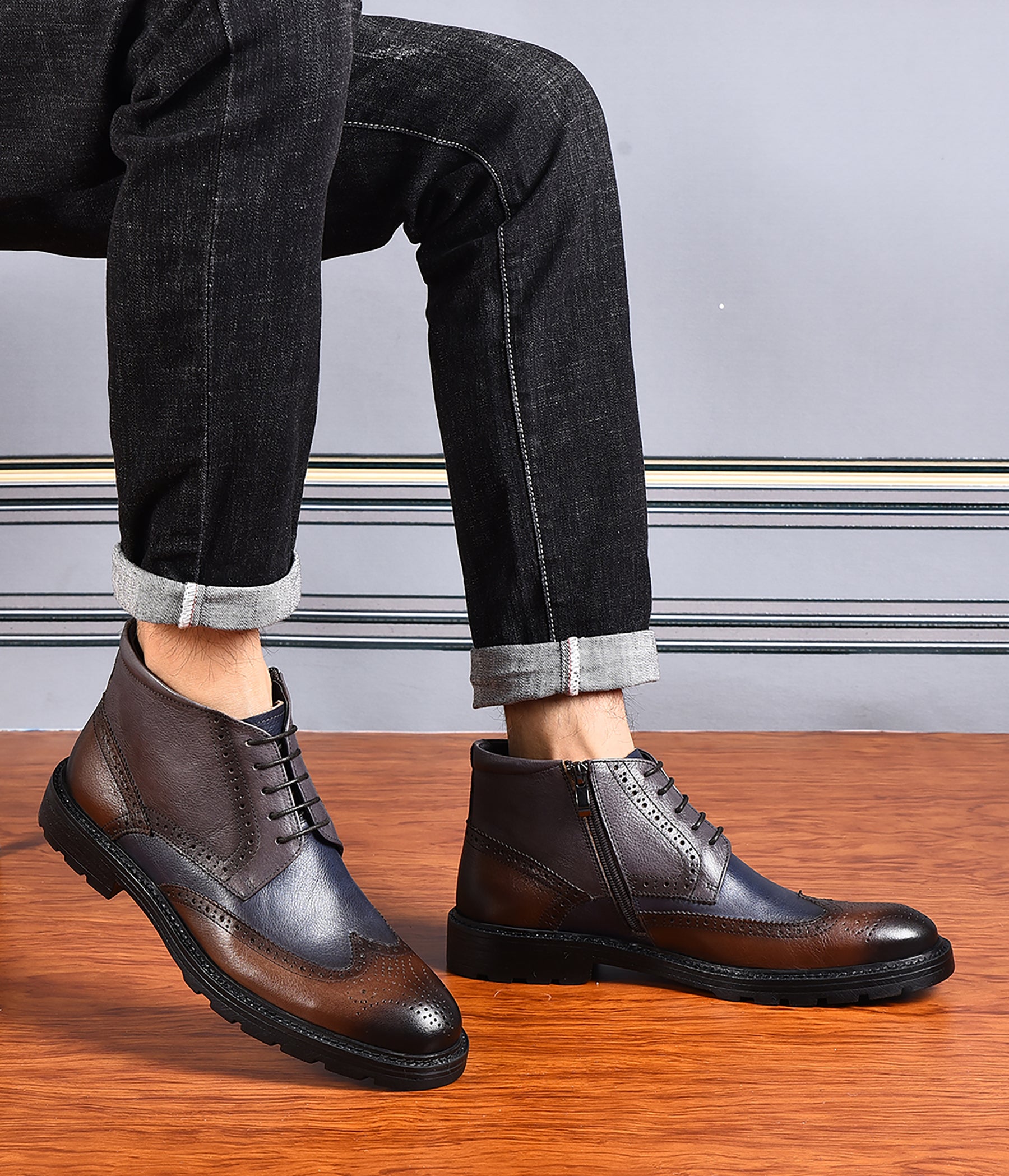 Botas de vestir retro de cuero para hombre 