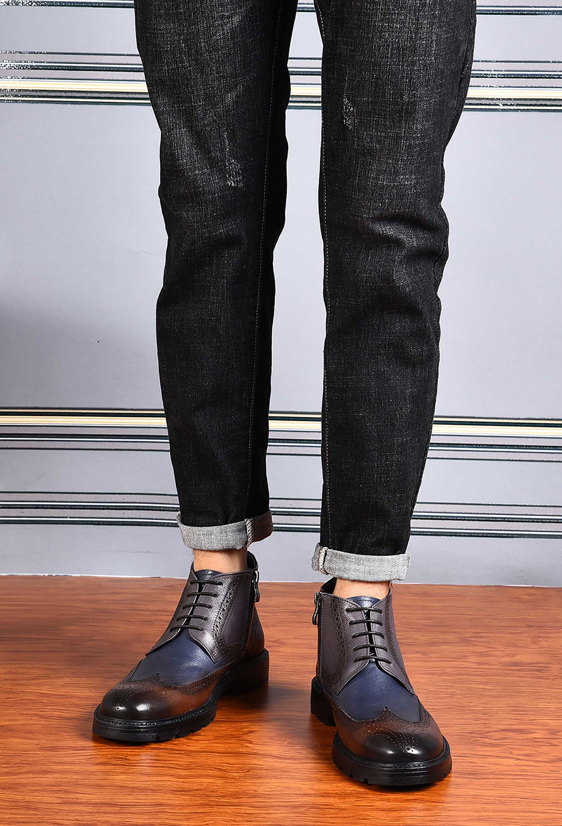 Botas de vestir retro de cuero para hombre 