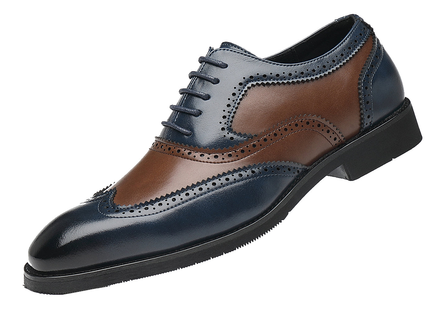Men's Wingtip Blue Brown Composite Oxfords