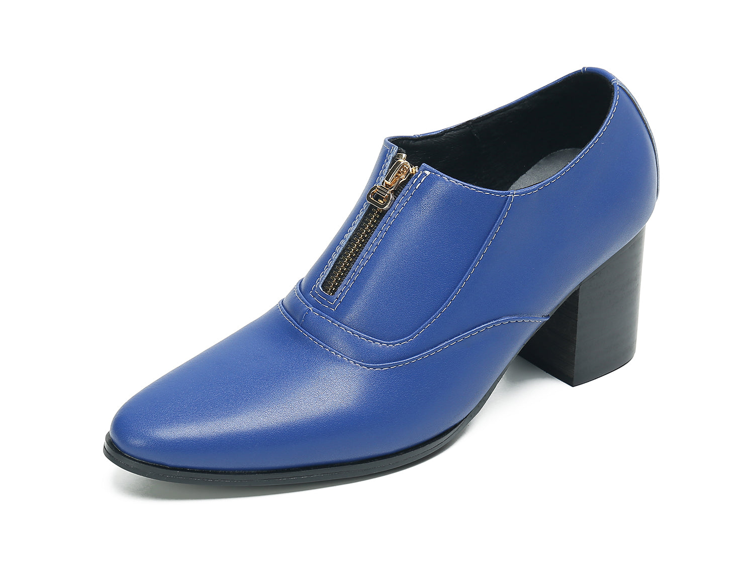 Men's Low Cap Zipper Leather Opera Pumps Boots