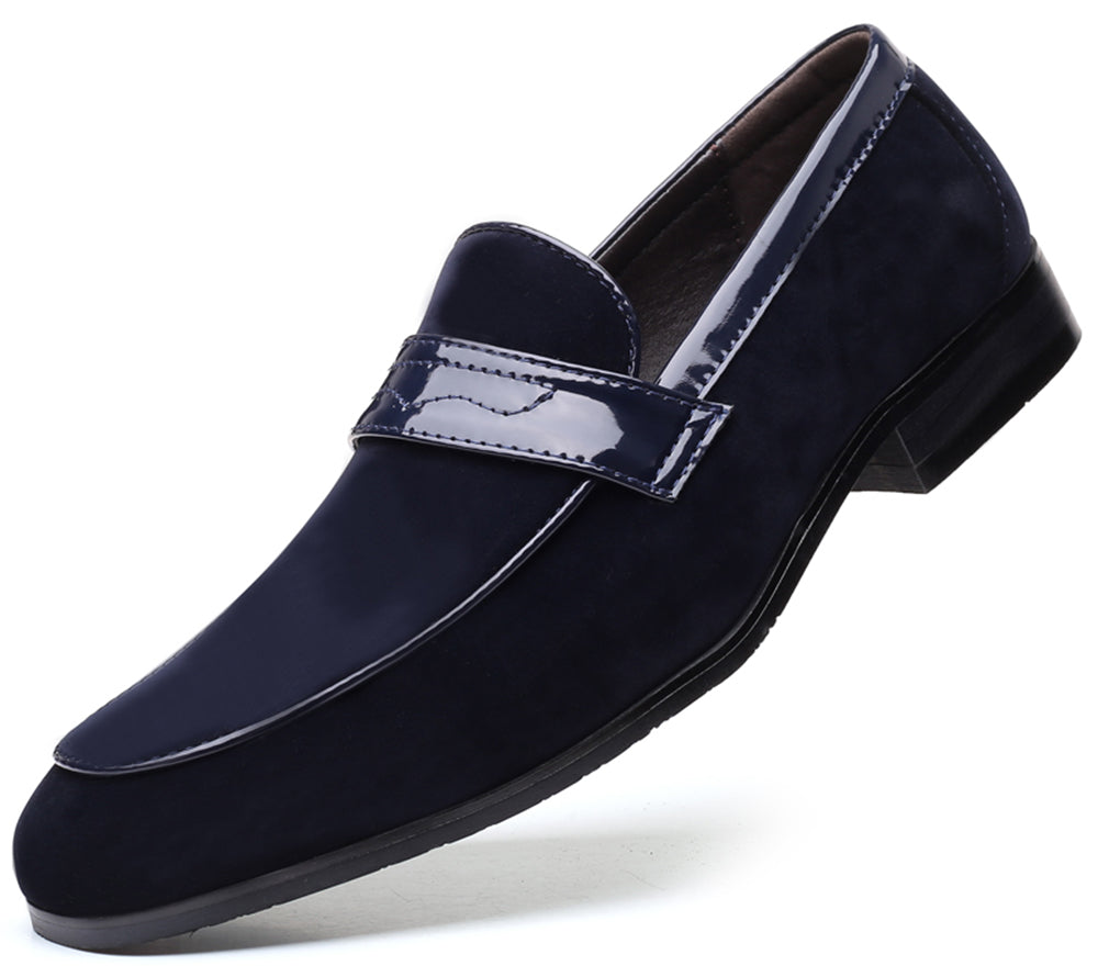 Men's Suede Penny Loafers Square Toe