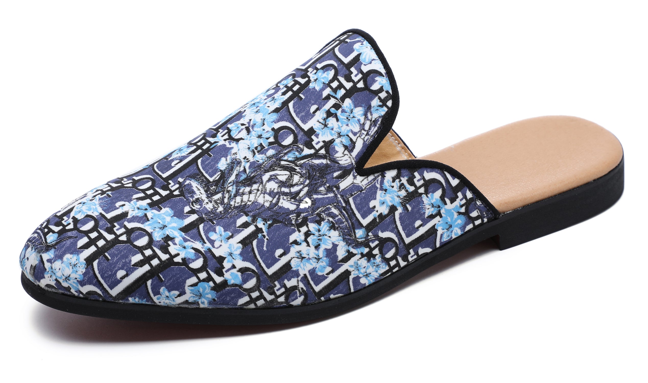 Men's Floral Plum Backless Mules