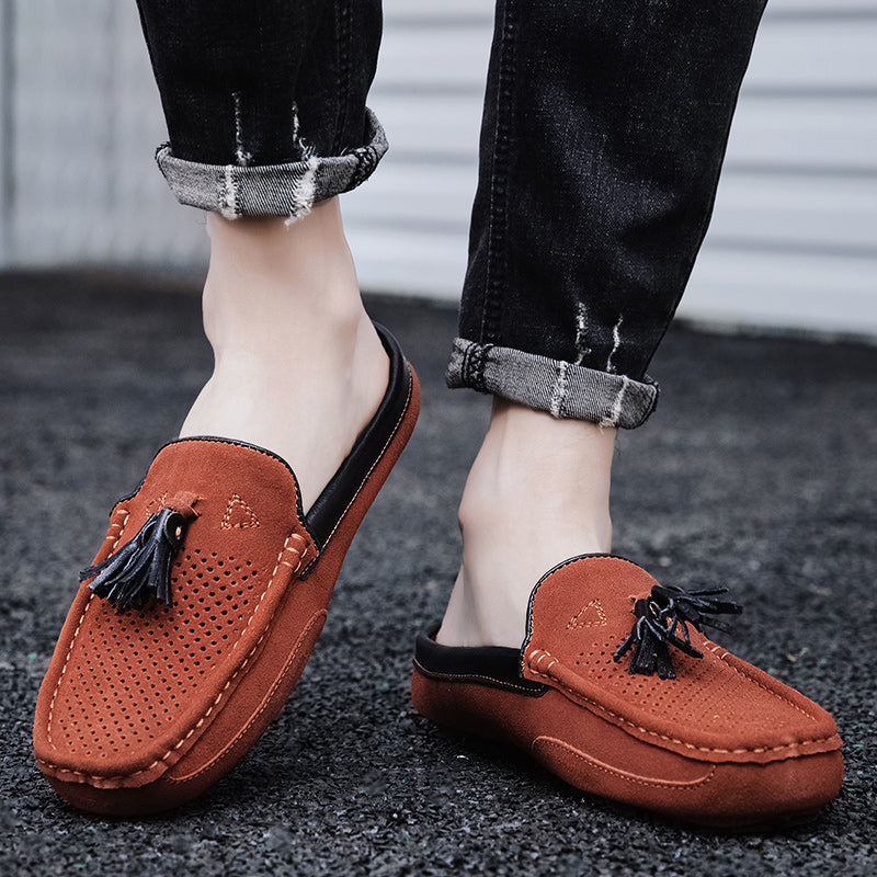 Men's Tassel Perforated Driving Clogs