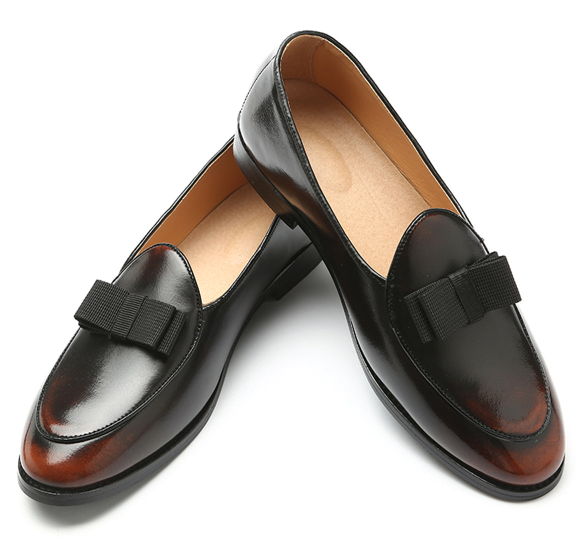 Men's Leather Bow Loafers