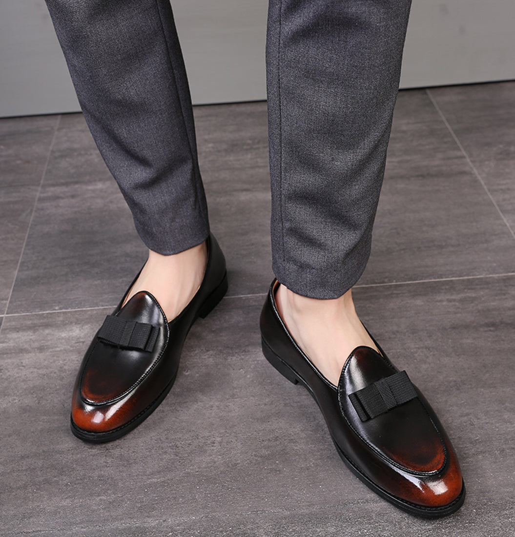Men's Leather Bow Loafers