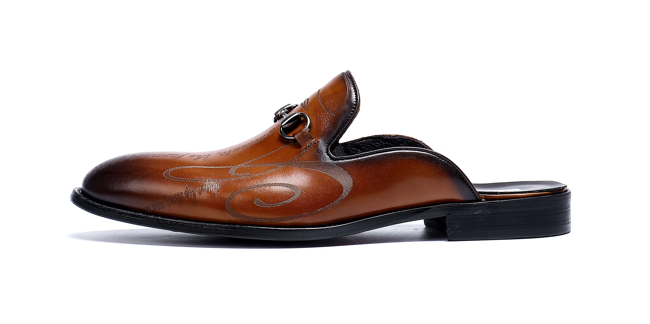 Men's Slip-On Buckle Leather Mules