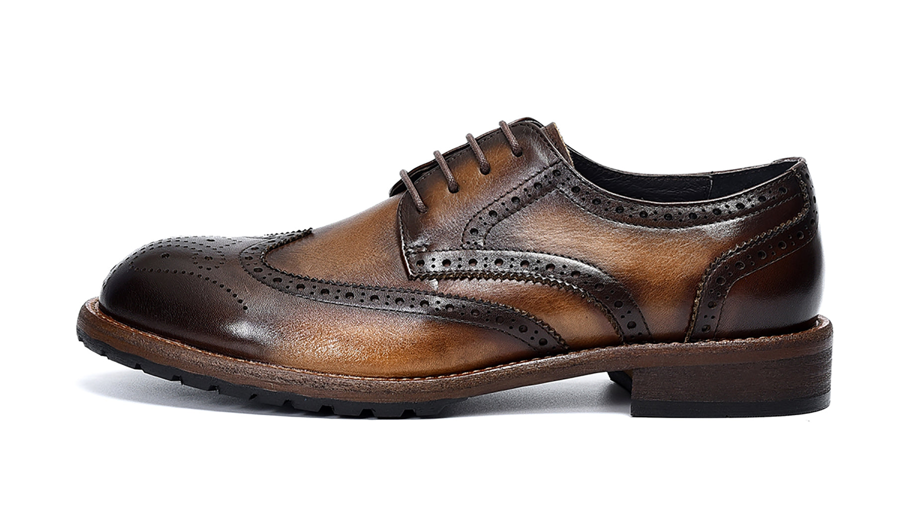 Derby de cuero brogues retro para hombre